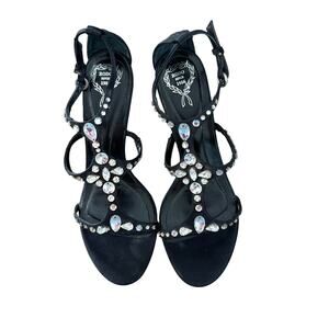 Rodo Rhinestone Stiletto Heels Black